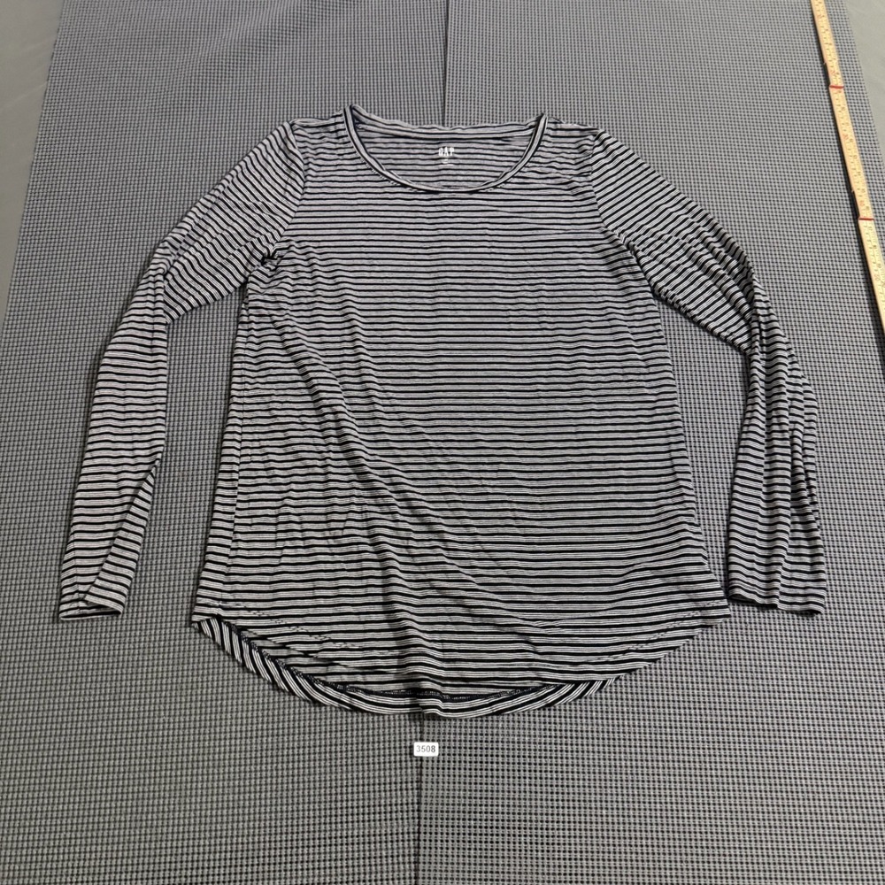 GAP Women Black White Striped Luxe T Long Sleeve Shirt Size XS